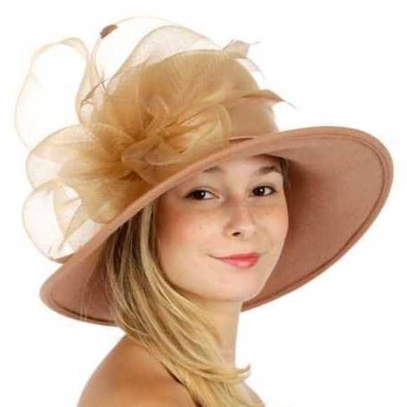 Wool hat with netted feathered bow main image 3